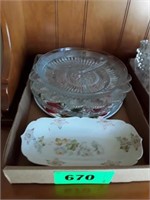 MISC. GLASS- EGG DISH- DIVIDED PLATE- RELISH DISH