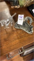 Small glass and metal horse figures
