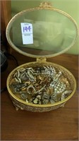 Jewelry box rhinestone pin, vintage jewelry