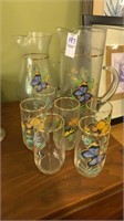 Lot of glassware with butterfly design