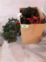 BOX OF CHRISTMAS GARLAND AND RELATED ITEMS