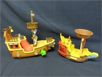 Lot of 2 Pirate Play Ship Toys