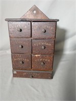 Antique Pine Wood Spice Box
