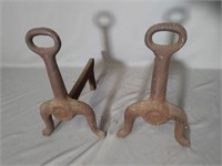 Antique Cast Iron Andirons marked "30"