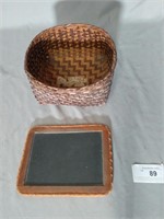 Small Vintage Chalkboard & Basket