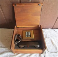 Vintage Telephone in Wood Box Paul Nelson Ind,