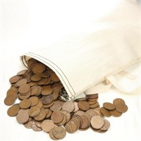 Coin Dealers Canvas Bag with 273 Lincoln Wheat 1c