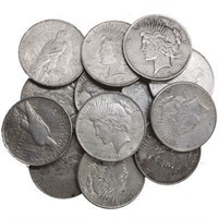 (20) Random Date Mixed Grade Peace Silver Dollars