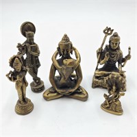 Vintage Brass Hindu Deity Miniatures