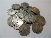 20 pcs. Walking Liberty Half Dollars 90% Silver