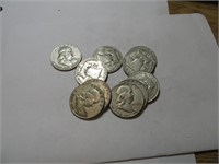 10 pcs Franklin Half Dollars 90% Silver