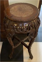 Chinese Carved Plant Stand Table w/Marble Insert
