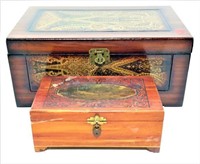 Decorative Storage Box & Old Wood Jewelry Box