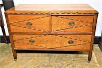 Oak 3 Drawer Chest with Decorative Banding