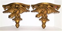 Pair of Eagle Wall Shelves with Gilt Finish