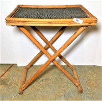 Pine Serving Tray with Wicker Inset Top