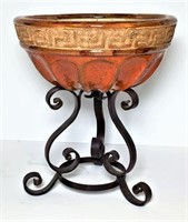 Clay Display Bowl Mounted on Iron Frame