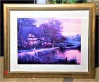 C Kieffer English Cottage Scene Gilt Framed Print