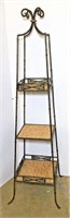 3 Tier Iron Etagere with Woven Wicker Inset