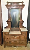 Antique Marble Top Dressing Table with Mirror