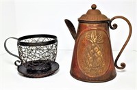 Rusty Metal Coffee Pot & Decorative Metal Coffee