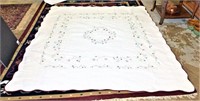 Very Nice Large Quilt with Embroidered Design