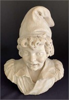 Carved Marble Bust of Boy Signed Pastore