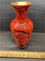 Vintage Chinese carved cinnabar vase