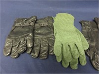 Lot of 2 Leather Military Issue Gloves and Inserts