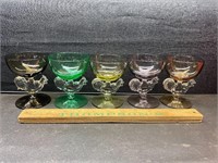 5 vintage rooster glasses