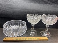 3 pieces of crystal glassware