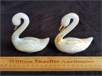 Fenton Glass Anniversary Swans 4" H