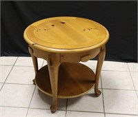 Wooden Circular Table with Shelf