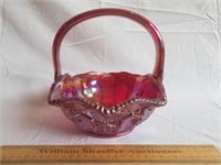 Carnival Glass Basket 8 & 1/2" H
