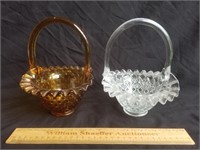 2 Fenton Glass Baskets 7 & 1/2" H
