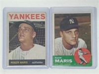 2 1960s Topps Roger Maris Yankees Cards