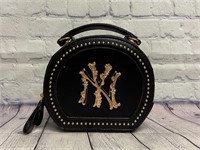 New Black Faux Leather and Stud NY Hand Bag