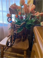 WOOD TRICYCLE PLANTER WITH FLOWERS