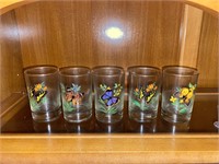 5 BUTTERFLY JUICE GLASSES