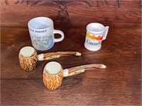 VINTAGE SMALL MUGS, S&P PIPES