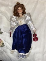 Porcelain Doll Blue & White Violin