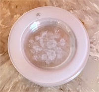 5 Avon CLEAR  frosted flower bird plates