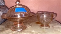Depression Glass Candy Dish and creamer
