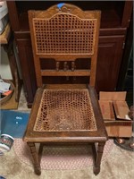 VINTAGE CANE BOTTOM CHAIR   AS-IS