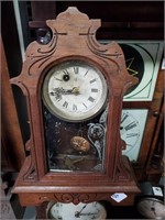 Antique Waterbury Mini Mantel Clock w/Pendalum &