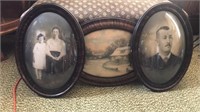 (4) Oval dome glass frames with pictures