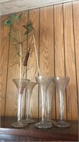 Glass Vases and Peacock Feathers