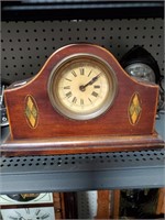 Vtg Wooden Mantel Alarm Clock
