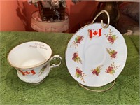 VICTORIA BRITISH COLUMBIA CUP AND SAUCER W/ STAND