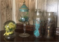 Mid Century Modern Jars, Stemmed Glass: and